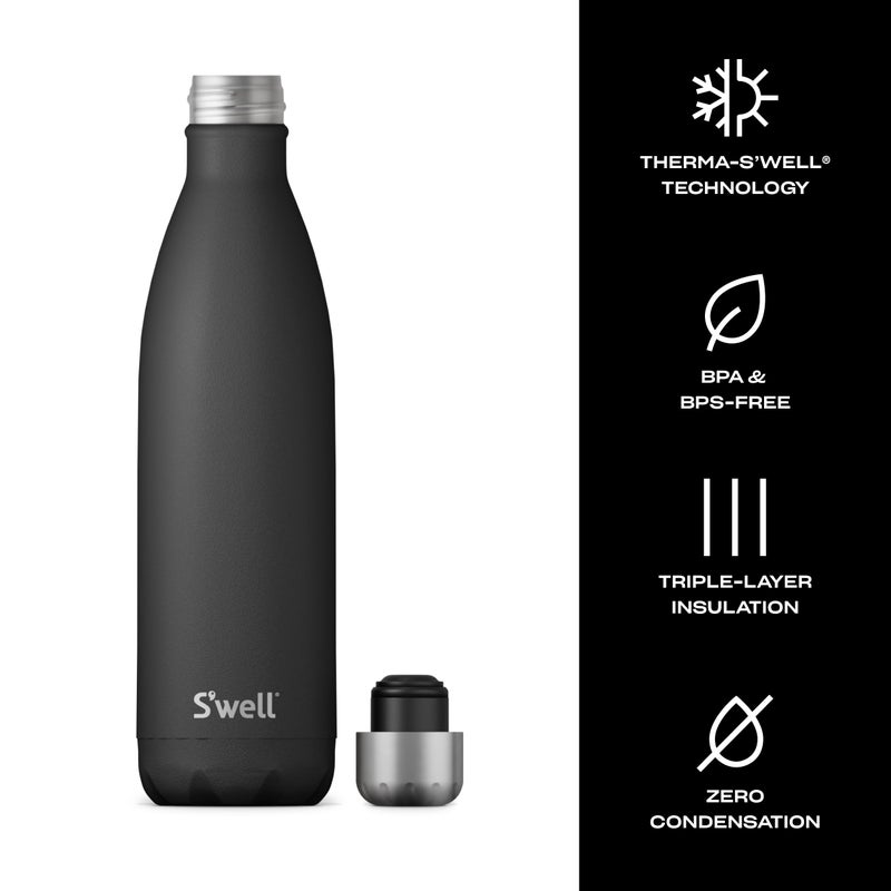 S'well Stainless Steel Water Bottle, 25oz, Onyx, Triple Layered Vacuum Insulated Containers Keeps Drinks Cold for 48 Hours and Hot for 24, BPA Free, Perfect for On the Go - Image 4